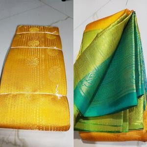 Luxurious Handwoven Silk Saree – Golden Yellow & Green